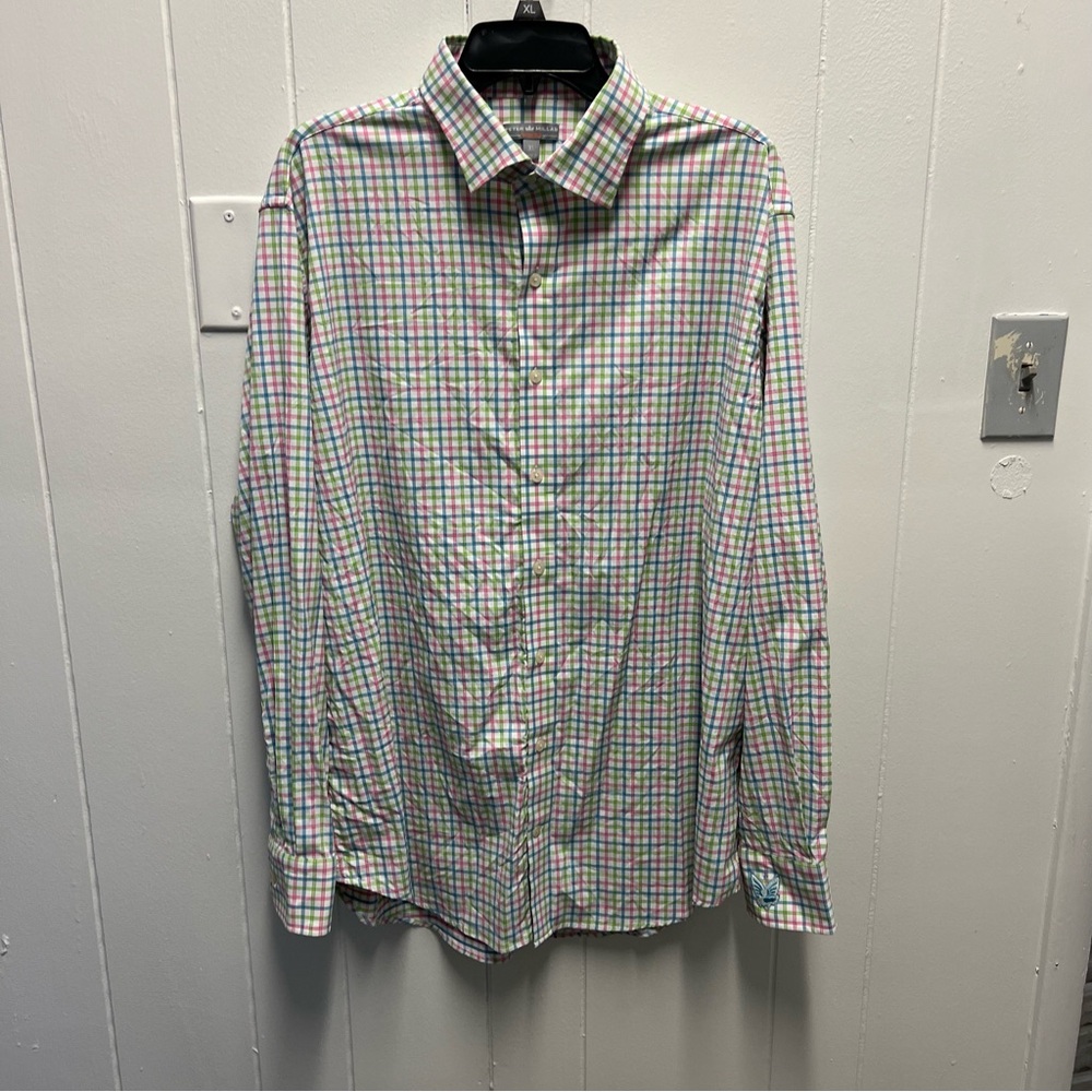 Peter Millar Wicking Long Sleeve - Men’s Multicolor Gingham Large